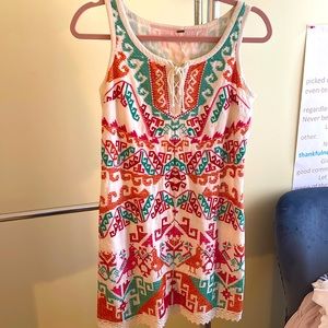 Free People 4 vibrant mini pattern dress with lace trim 👗